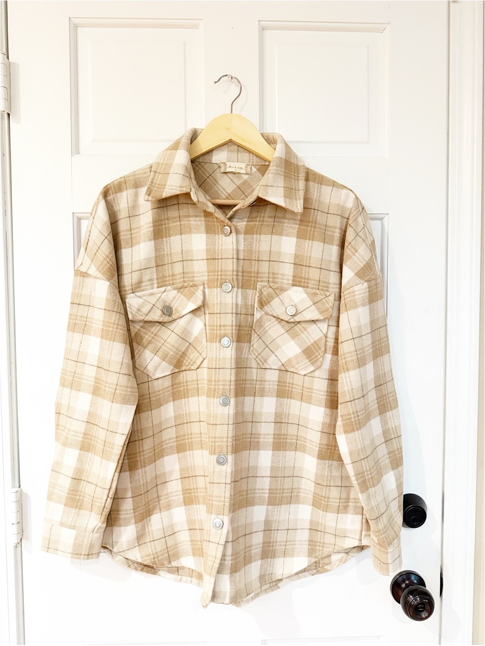 Altard State Plaid Button-Up Shirt – Taupe & Cream, Size S